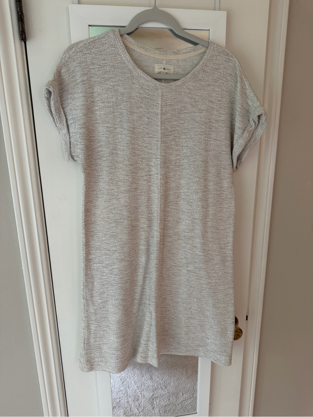 Lou & Grey - Heathered Short Sleeve Tunic Dress - Light Gray